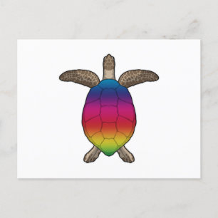 Carte Postale Tortue aux couleurs arc-en-ciel