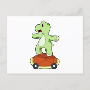 Carte Postale Tortue avec coquille en tant que skateboard