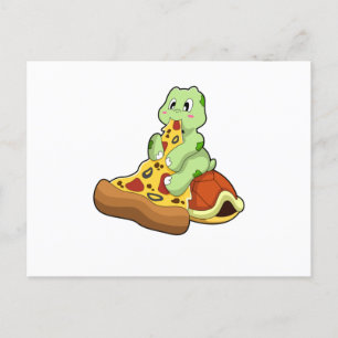 Carte Postale Tortue avec Pizza