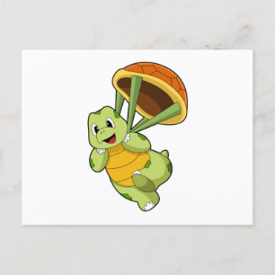 Carte Postale Tortue avec Shell en tant que Skydiver
