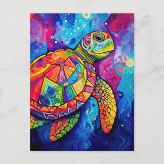 Carte Postale Tortue de mer Jour des terres Abstrait Ocean Beach