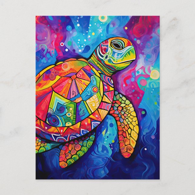Carte Postale Tortue de mer Jour des terres Abstrait Ocean Beach (Devant)