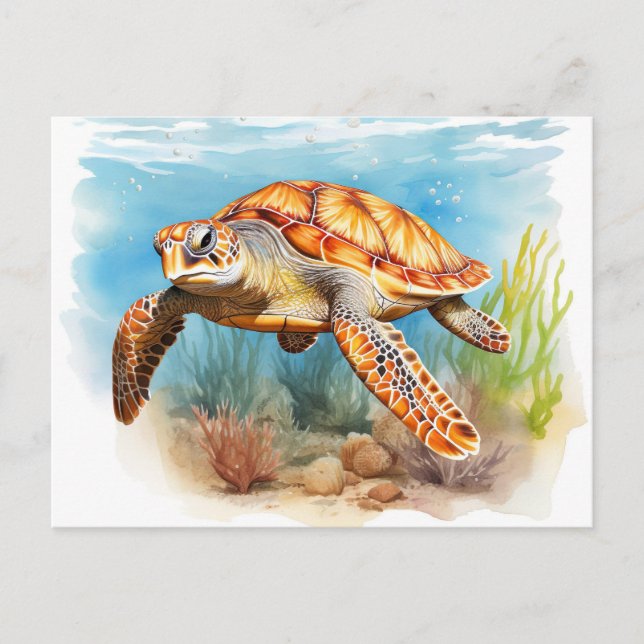 Carte Postale Tortue de mer majestueuse en mouvement (Devant)