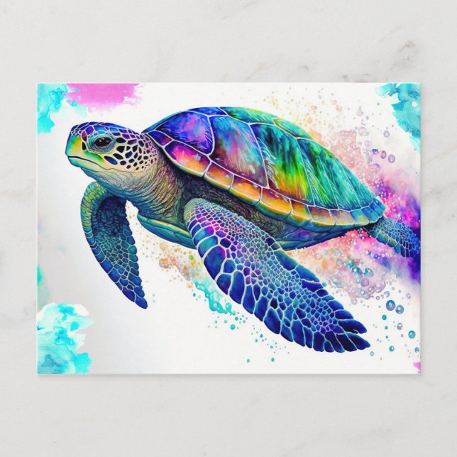 Carte Postale Tortue de mer Océan Marine Vie Plage Nature Animau (Devant)