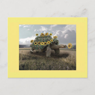 Carte postale Tortue de tournesol en fleurs