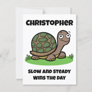 Carte Postale Tortue Drôle Lent Et Régulier Nom Personnalisé