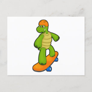 Carte Postale Tortue en Skateboard avec Skateboard & Casque