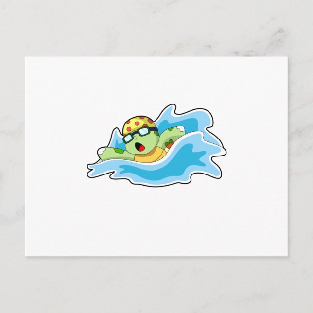 Carte Postale Tortue en train de nager dans l'eau (Devant)