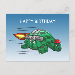 Carte Postale Tortue Fusée Rapide