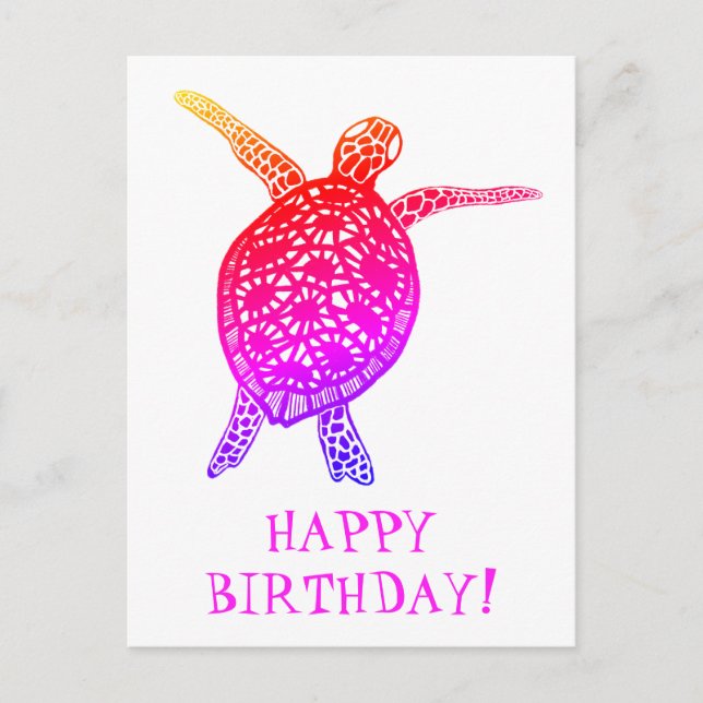 Carte Postale Tortue marine HAPPY BIRTHDAY! (Devant)