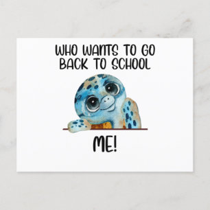 Carte Postale tortue qui veut retourner à l'école