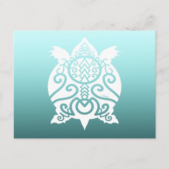 Carte Postale Tortue Snapper Silhouette Blanche (Devant)