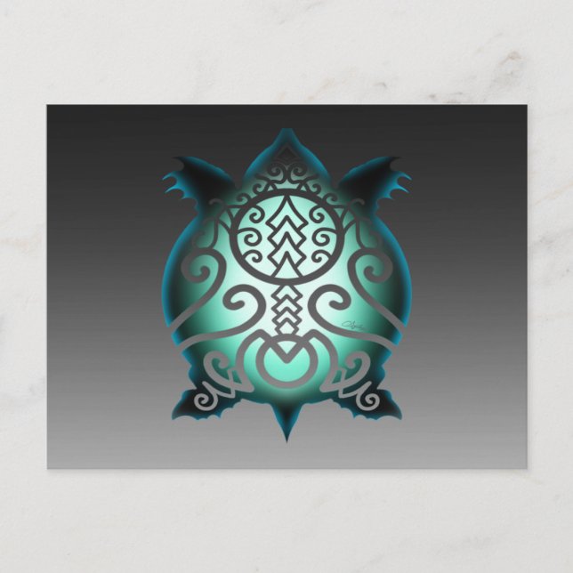 Carte Postale Tortue Snapper Silhouette Lumineuse (Devant)