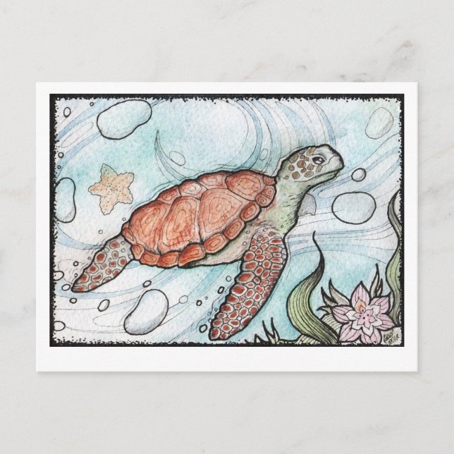 Carte Postale Tortue tourbillonnant (Devant)