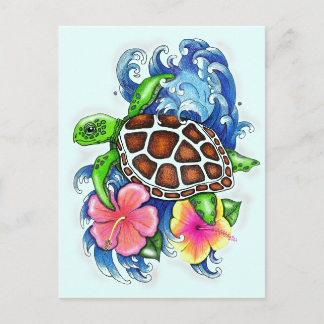 Carte Postale Tortues de mer tropicales (Devant)