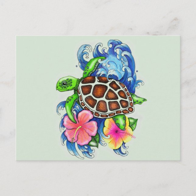 Carte Postale Tortues de mer tropicales (Devant)