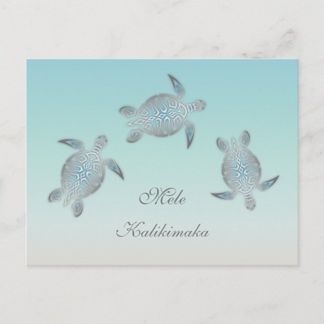 Carte Postale Tortues marines Noël Mele Kalikimaka (Devant)