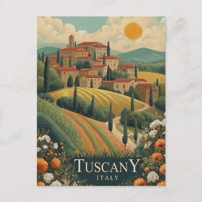 Carte Postale Toscane au coucher du soleil - Italie Voyage (Devant)
