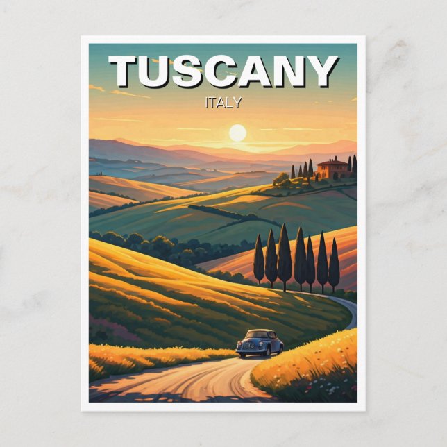 Carte Postale Toscane Italie Campagne coucher du soleil (Devant)