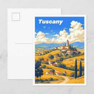 Carte Postale Toscane Italie Illustration Vintage Voyage