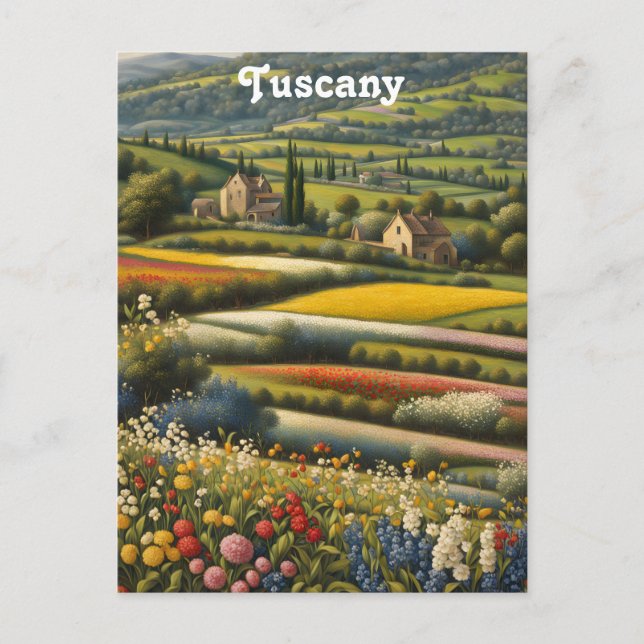 Carte Postale Toscane Italie Villa italienne Retro Floral Travel (Devant)