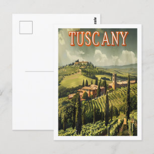 Carte Postale Toscane Italie Vintage Lieu de voyage célèbre