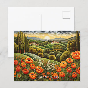 Carte Postale Toscane Printemps Paysage Peinture Italie Travel A