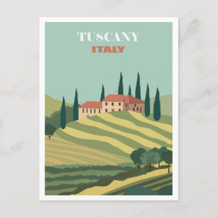 Carte Postale Toscane vintage Italie Villa italienne Retro Trave