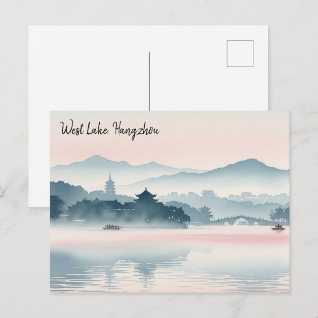 Carte Postale Tôt le matin Hangzhou West Lake Hangzhou (Devant / Derrière)