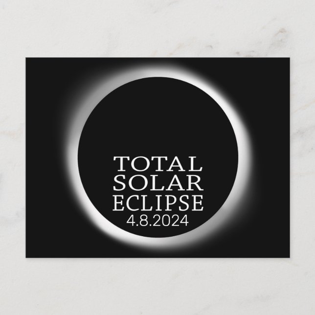 Carte Postale Total Solaire Eclipse - 2024 ou date personnalisée (Devant)
