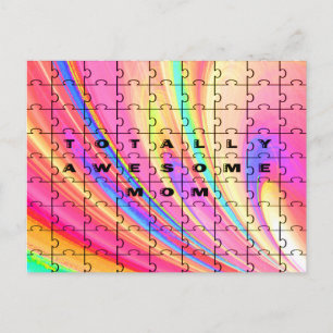Carte Postale Totally Awesome Maman rose Swirl Puzzle