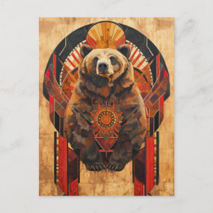 Carte Postale Totem de l'ours – Force dans le style Deco