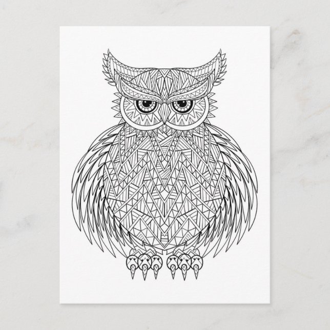 Carte Postale Totem d'oiseaux de hibou inspiré (Devant)