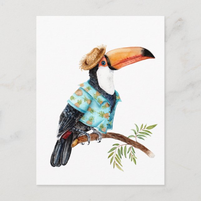 Carte Postale Toucan en chemise hawaïenne (Devant)