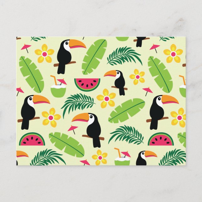 Carte Postale Toucan Motif d'été tropical (Devant)