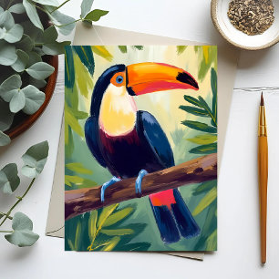 Carte Postale Toucan Oiseau Tropical Coloré Aquarelle