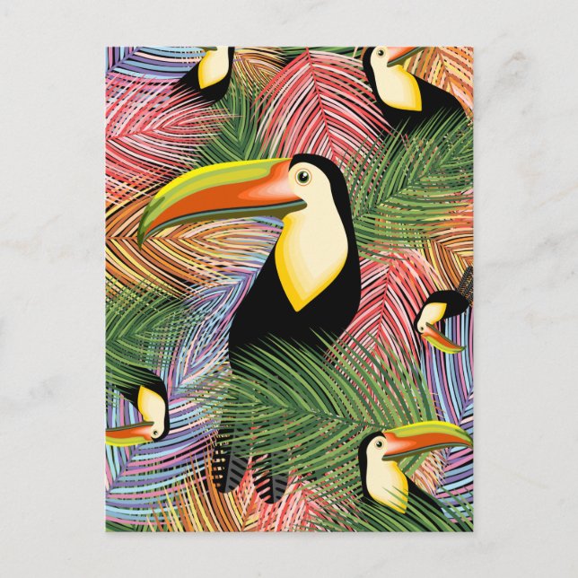 Carte Postale Toucans sur la Jungle Exotic Summer Motif (Devant)