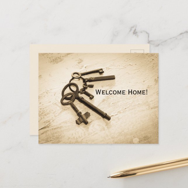 Carte Postale Touches de squelette d'antiquité désespérées sur l (Devant/Arrière en situation)