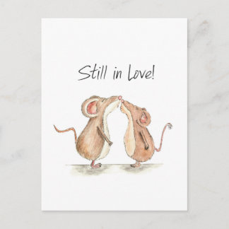 Carte Postale Toujours dans l'amour - Deux mignonnes souris bais