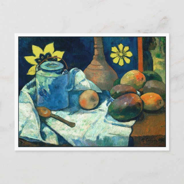 Carte Postale Toujours la vie avec théière et fruits de Gauguin (Devant)