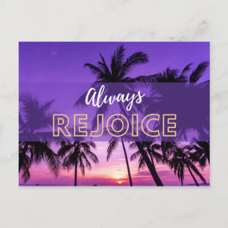 Carte Postale Toujours se réjouir du coucher de soleil des palmi
