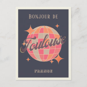 Carte Postale Toulouse France voyage bonjour rétro violet fête