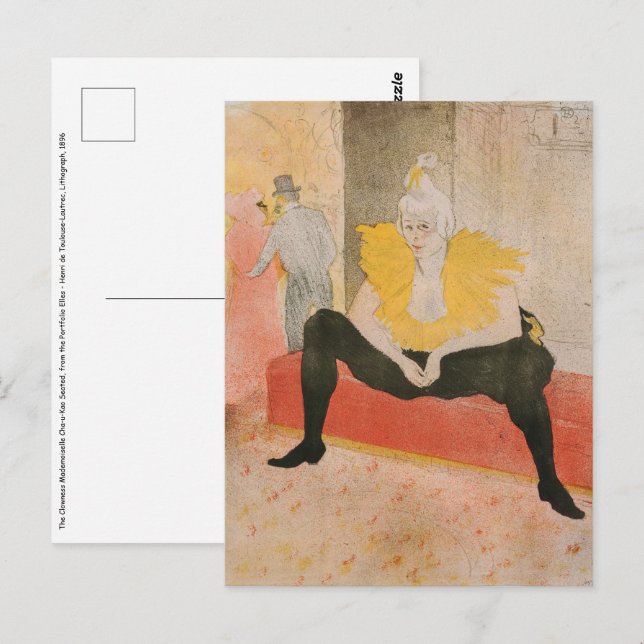 Carte Postale Toulouse-Lautrec - Mademoiselle Cha-u-kao Siège (Devant / Derrière)
