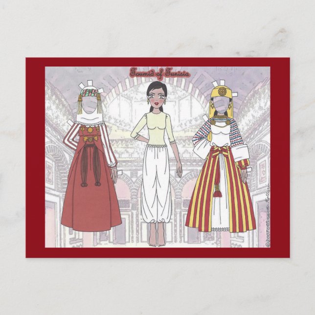 Carte postale Toumid of Tunisia Paper Doll (Devant)