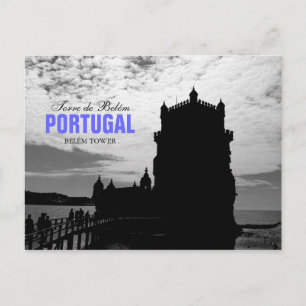 Carte Postale Tour Belem Blanc Noir Silhouette 2   Torre Belem