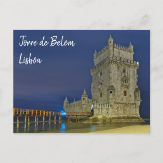 Carte Postale Tour Belem la nuit à Lisbonne. Portugal