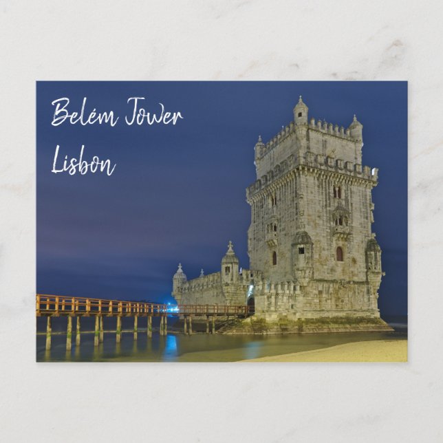 Carte Postale Tour Belem la nuit à Lisbonne. Portugal (Devant)