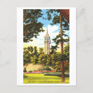 Carte Postale Tour Bell du cimetière vintage à Boston, Massachus
