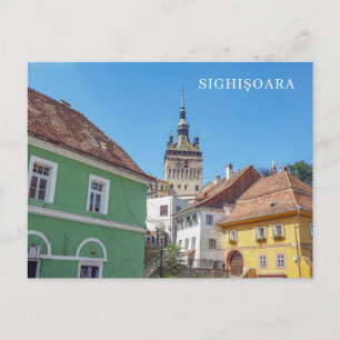 Carte Postale Tour de l'horloge de Sighisoara vue des bâtiments