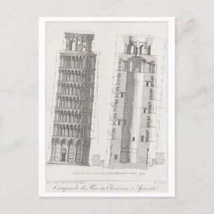 Carte Postale Tour de Pise Diagramme Architectural